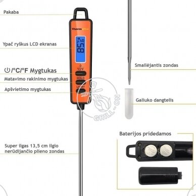 ThermoPro TP01A skaitmeninis momentinis maisto termometras - su METROLOGINE PATIKRA 2